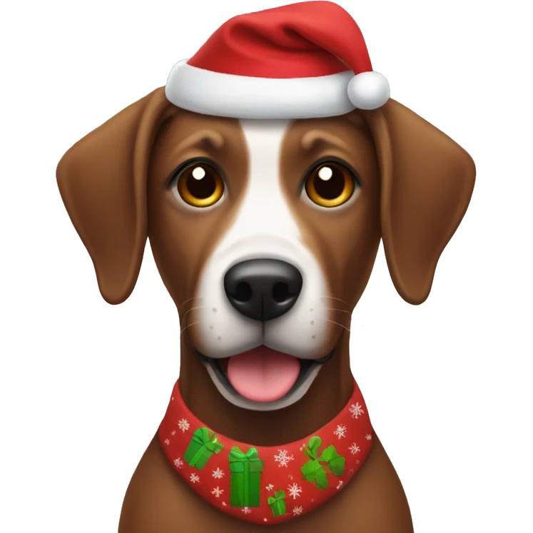 Brown dog wearing a Christmas outfit  emoji