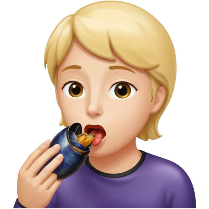 langue humaine qui lèche une moule dans coquille emoji