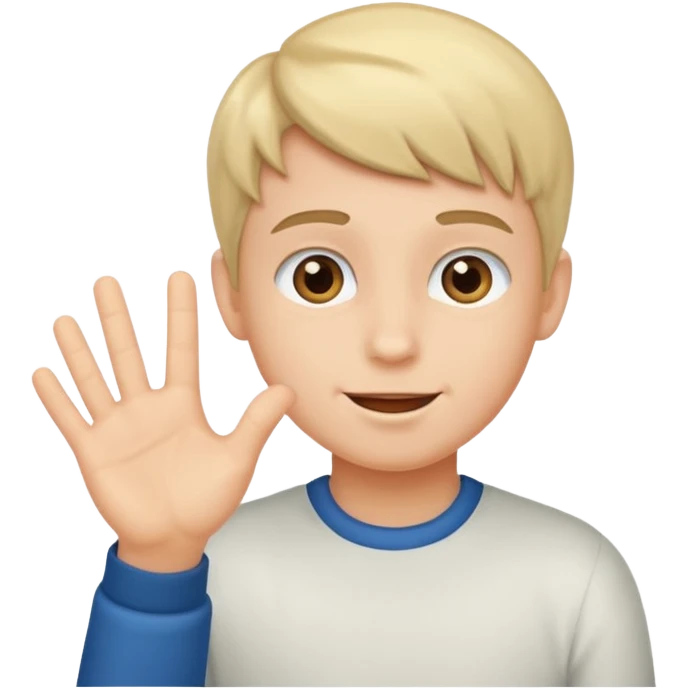 a boy saying hi emoji