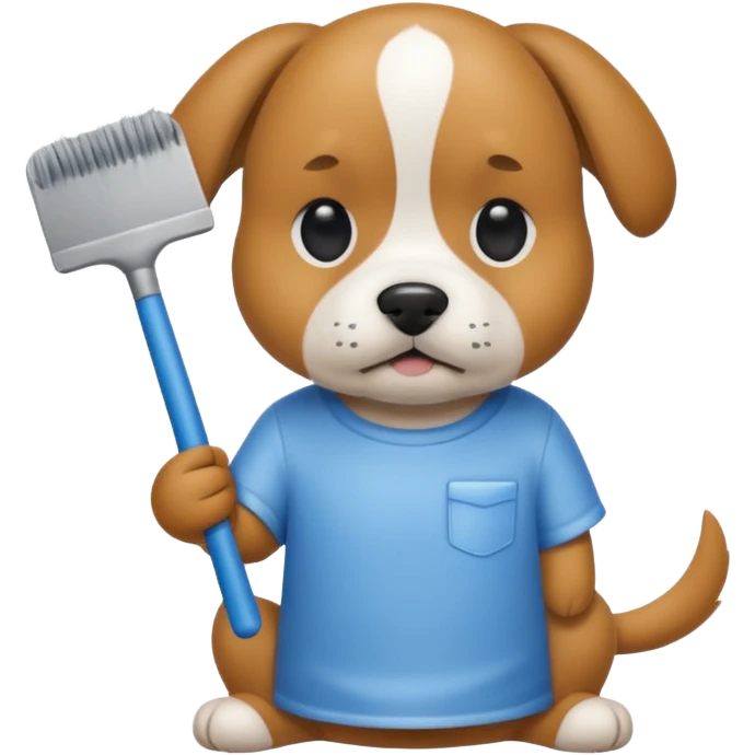 Dog wearing a shirt with a squeegee emoji
