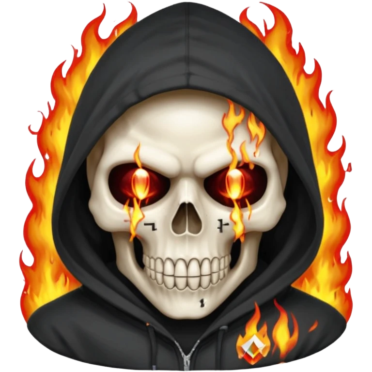 Bro I wanna skull with hoodie on the hoodie has to be on fire and I want matrix blood with the codes and weird numbers spilling out eyes and mouth almost give him a diamond grill in his mouth make it shinny where is the matrix symbols  but trix across his forehead in matrix symbols emoji