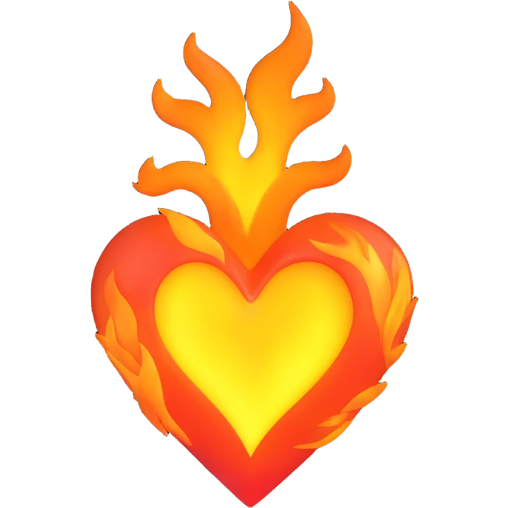 heart made of fire, glowing and dynamic emoji