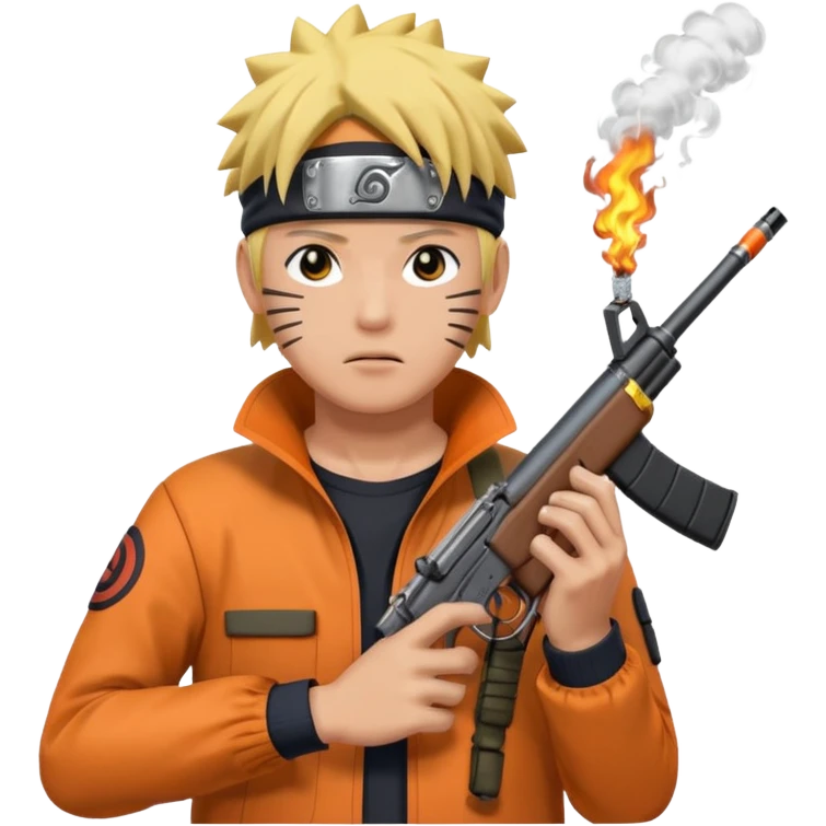 Наруто курит и держит автомат  emoji