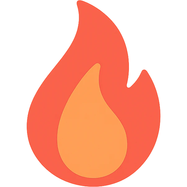 colorful icon of a flame with red and orange gradients emoji