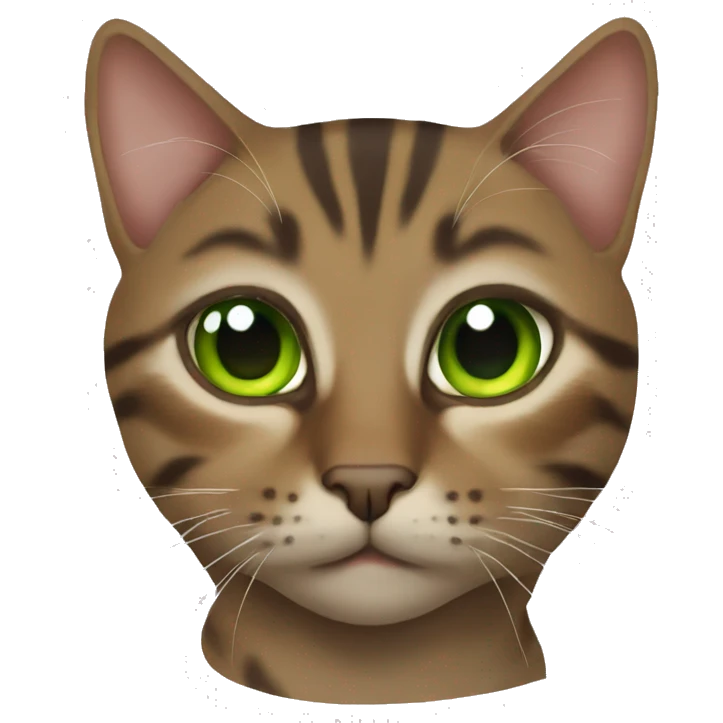green eye, brown tabby cat body emoji