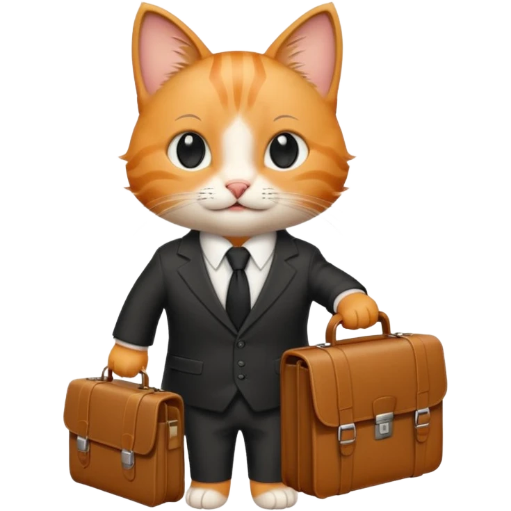 happy cat wearing a tie and carrying a briefcase emoji