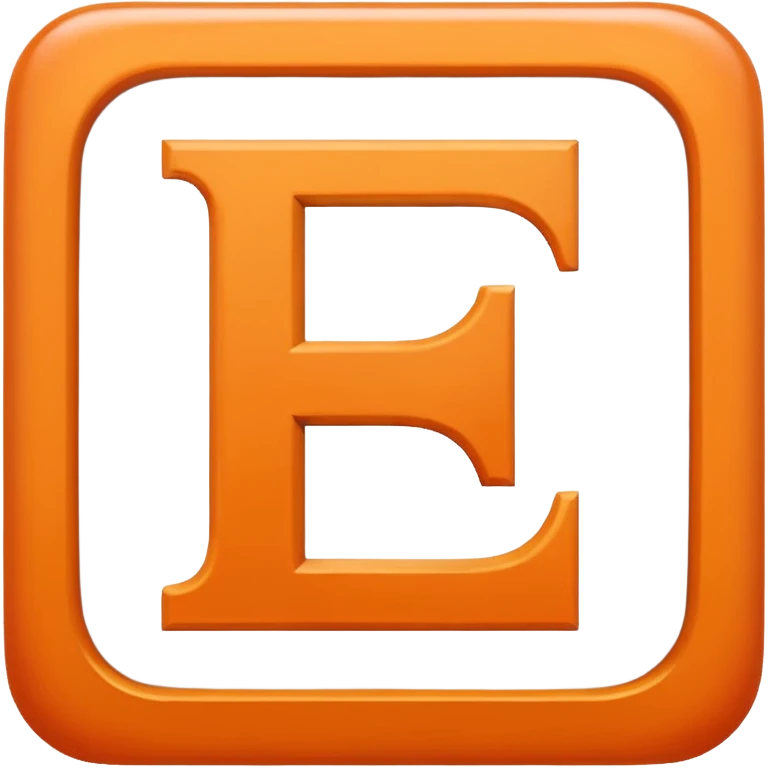 make me an emoji of the letter E  orange square witha white E in the center with a times new roman looking font emoji