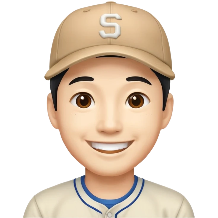 smiling Japanese man in baseball cap emoji