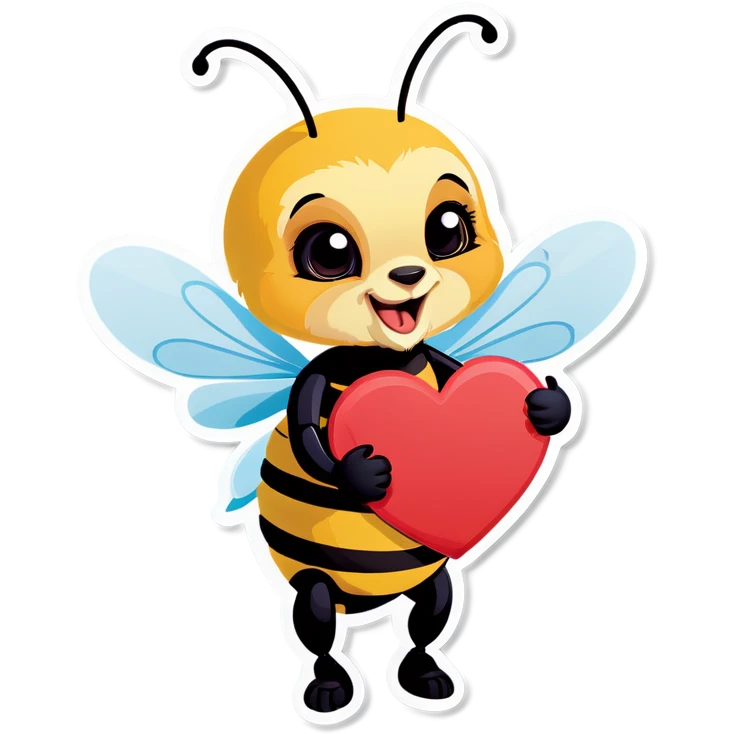 Bee holding a heart emoji