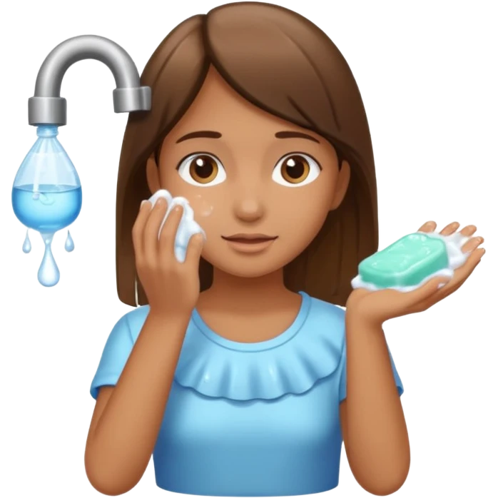دختری که دارد دست و صورتش را میشورد emoji