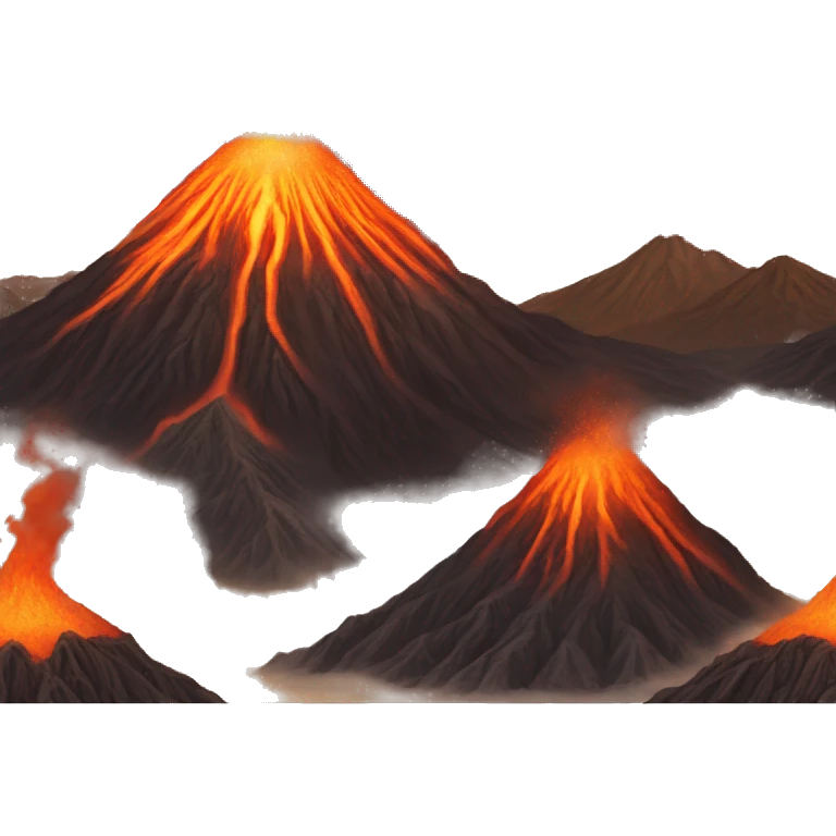 awakened volcano, ashes, fire, relief emoji