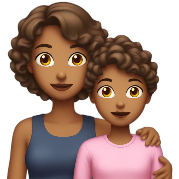 Girl with mom emoji