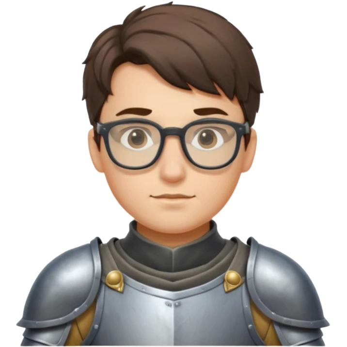 Young knight polishing armor, wearing glasses — glasses slipping down emoji