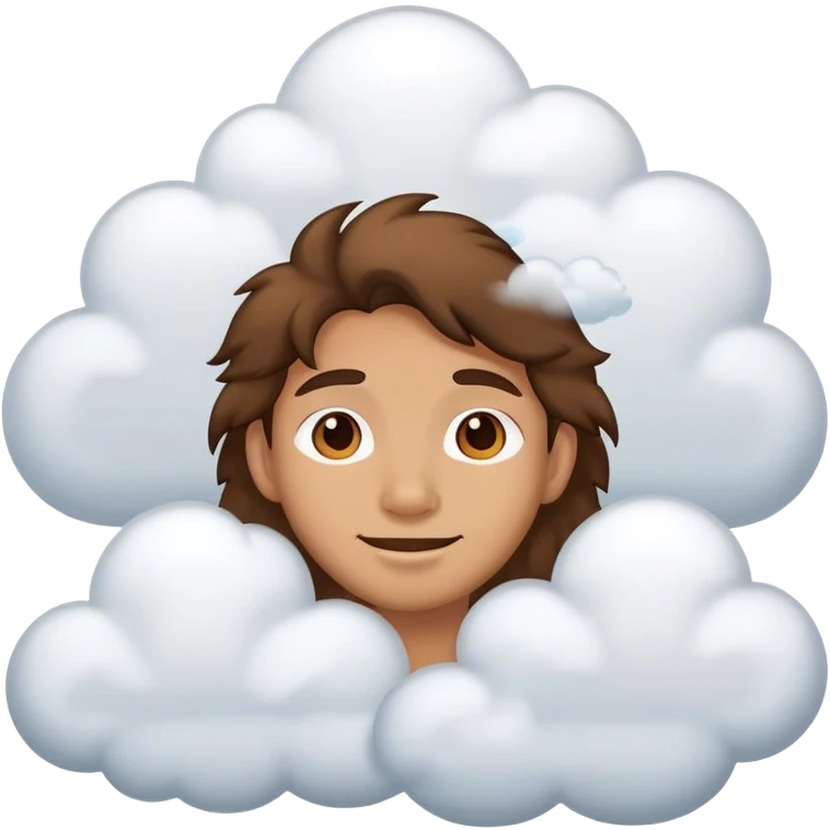 a satisfied face surrended by several clouds emoji
