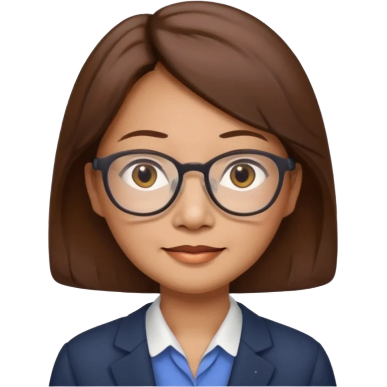 asian female accountant with eyeglasses, round face, brown hair, no tie, 63 years old emoji