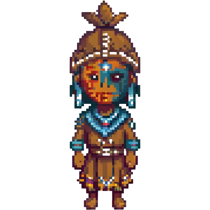 tribal colonist from RimWorld, pixel art style, with face paint emoji