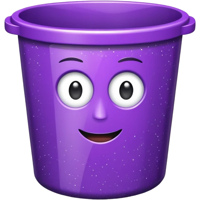 Glitter Purple and Cian  metal rubbish bin officer emoji