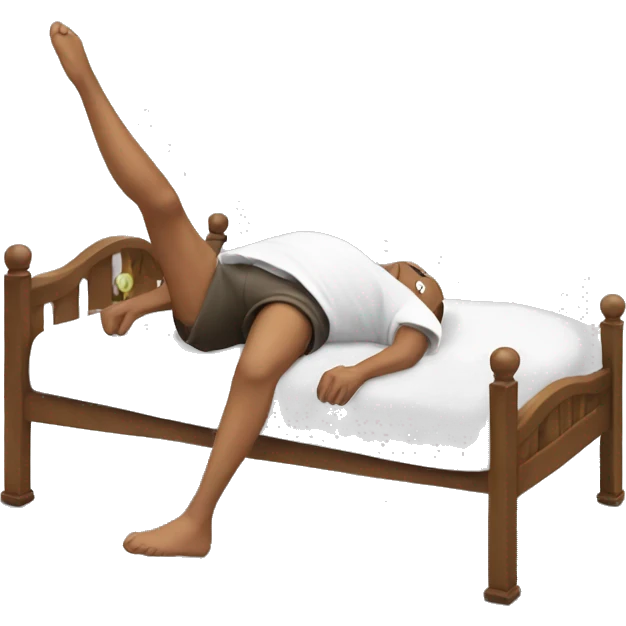 Guy lying in bed with legs swinging  emoji