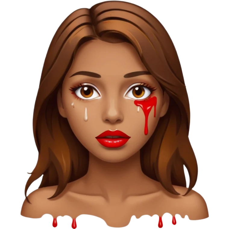 Brown Hair, Woman, white paint drip, face, hot, Sexy, lips emoji