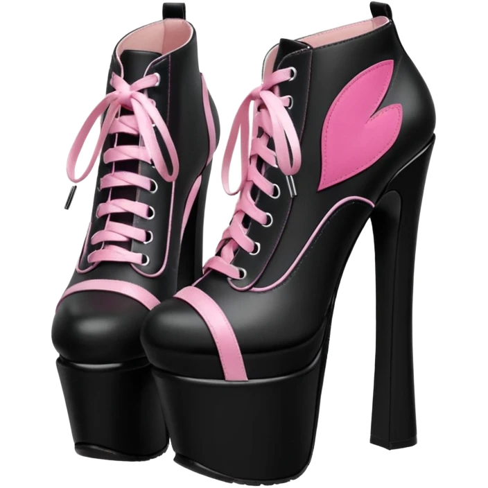 BLACKPINK-inspired gothic shoes, no hearts, black and pink, cute  emoji
