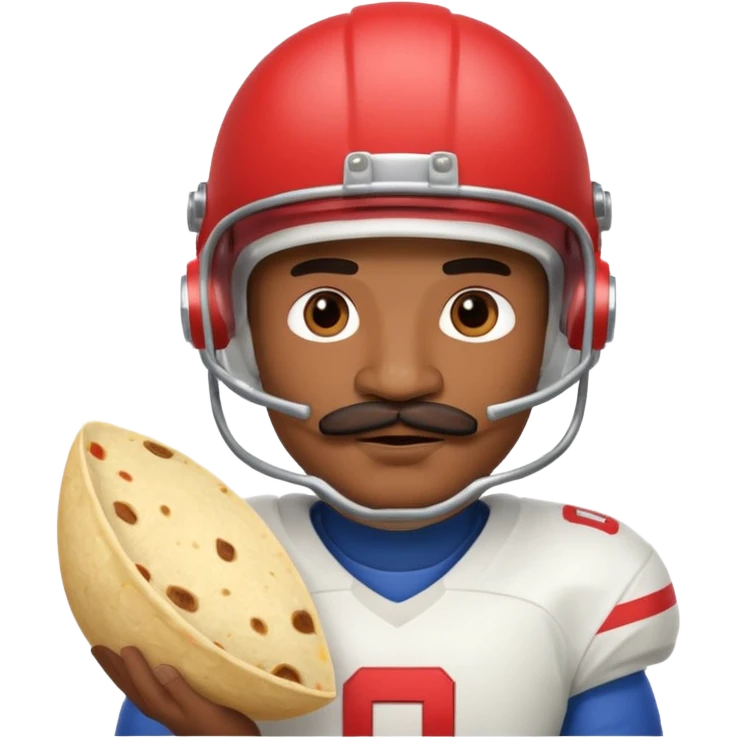 a fresh flour tortilla football player with a mustache emoji