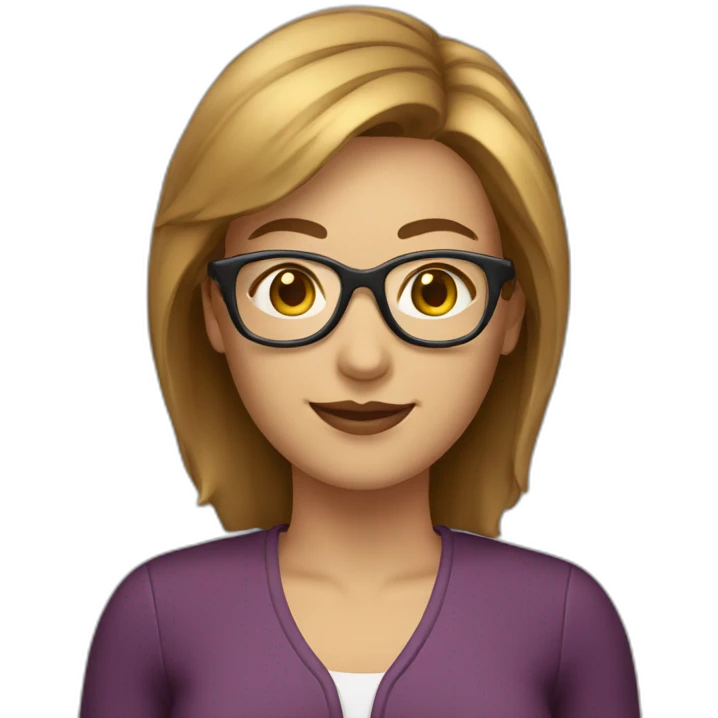a woman medium short light brown hair with golden glasses teacher emoji