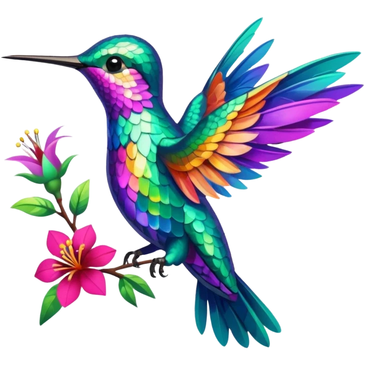 Hummingbirds with flowers emoji