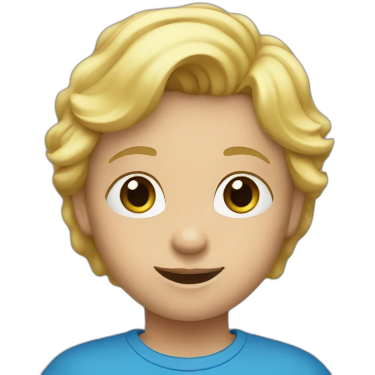 A child with blond hair and a blue T-shirt emoji