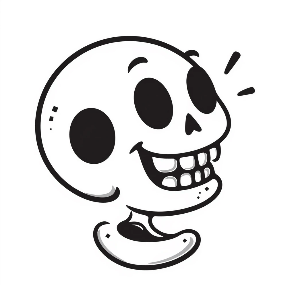 skull hand drawn doodle emoji