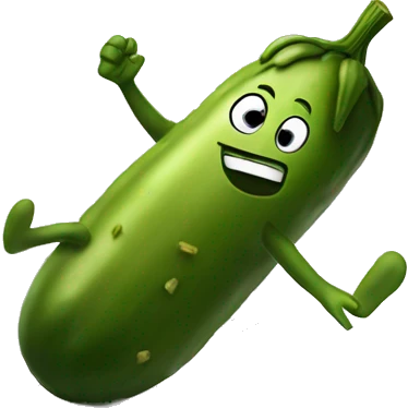 A pickle dancing on a pile of paperwork emoji