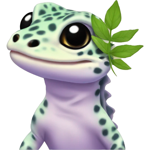 Lavender leopard gecko with leaf ninja headband emoji