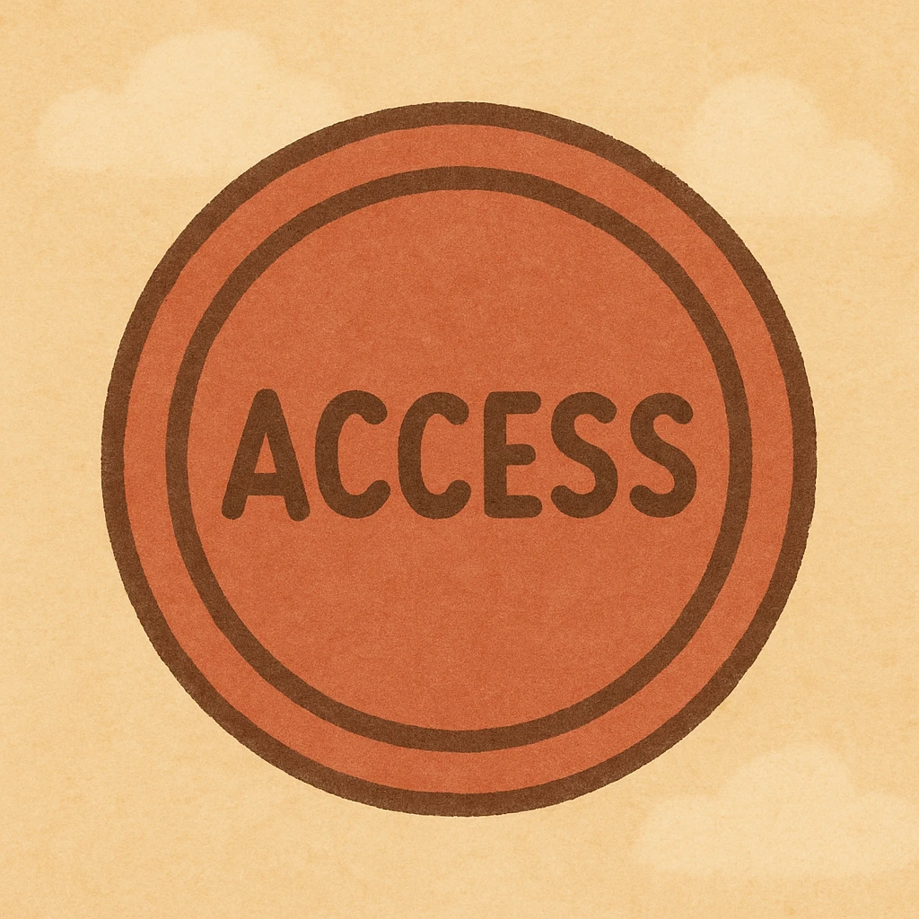 red circular stamp print with 'Access' in the center, grunge texture, white background emoji