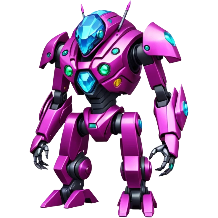 Edgy badass cool awesome epic sapphire emerald citron topaz magenta radioactive faulty rue ruby Tropical Futuristic Modern Mecha-Fakémon-hybrid-creature (full body)  emoji