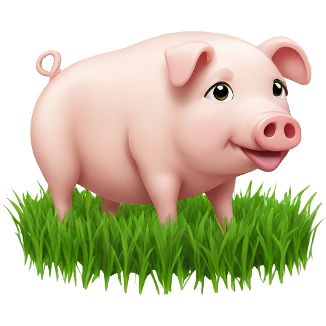 pig eating grass emoji