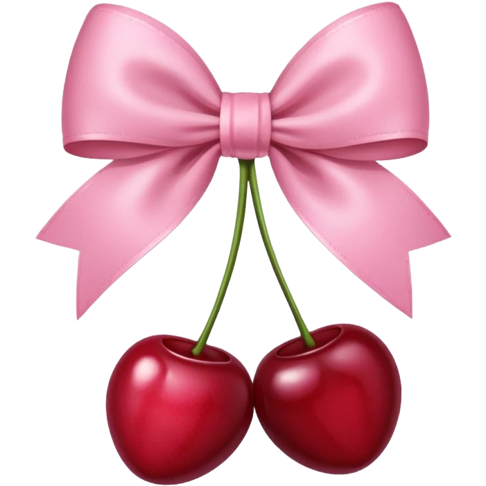 cherries with light pink bow emoji