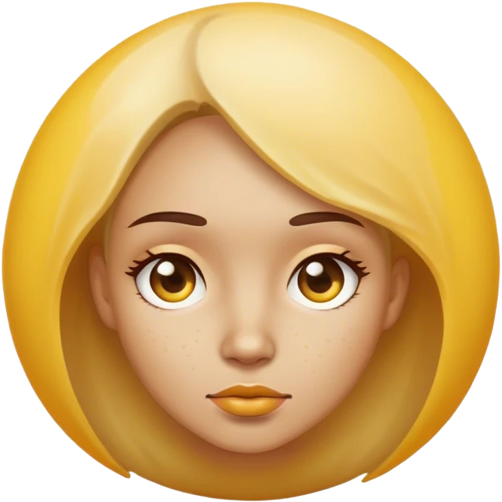 Two round yellow spheres with small brown bumps beneath a woman’s face emoji