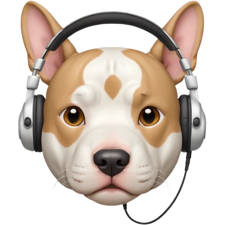 white pitbull head with headphones emoji
