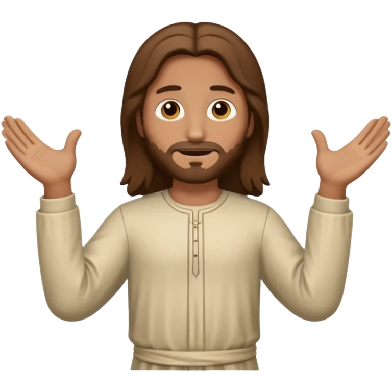 fullbody Lazarus, Jesus's friend, with brown hair, normal emoji style, with hands raised emoji