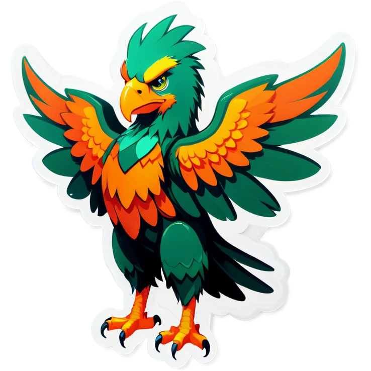 A Green eagle with a orange Puppe emoji