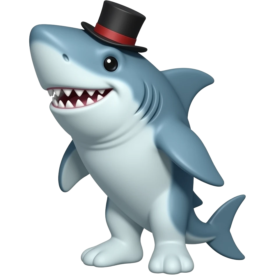 Shark with a top hat emoji