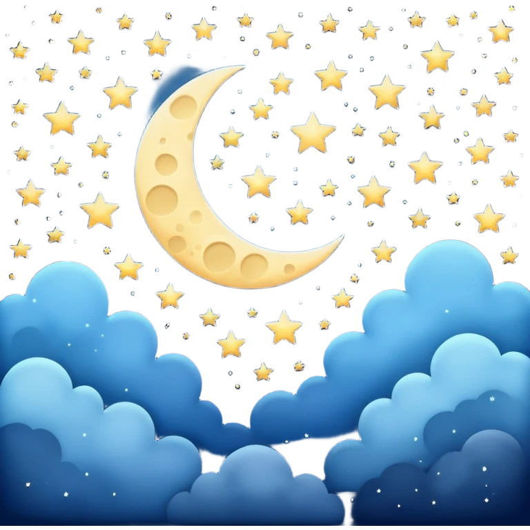 nighttime sky with moon and stars emoji