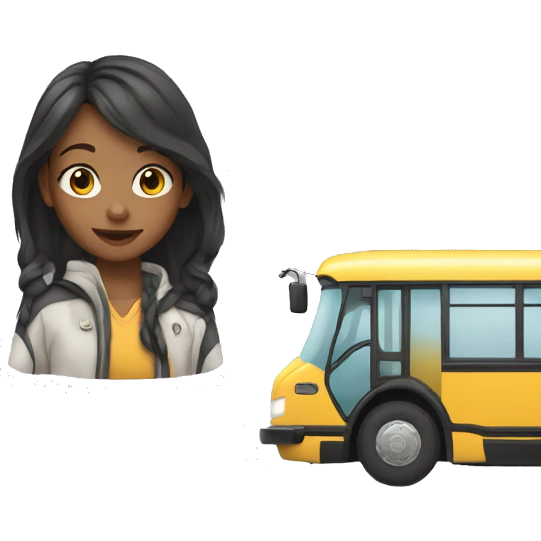 youg girl driving a bus emoji