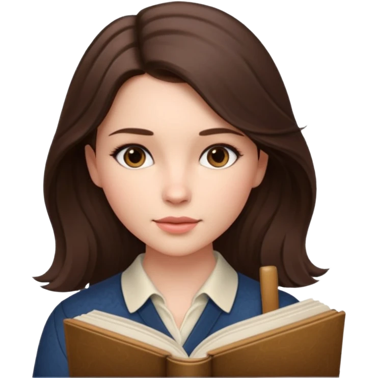 Cinematic Realistic Journal Portrait, depicted with lifelike skin texture, subtle rosy undertones, and soft natural lighting that enhances the gentle contours of her face. Her intricately detailed brunette hair is elegantly styled , emoji