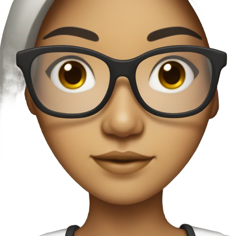 half asian half Dominican girl with rectangle glasses and long black hair  emoji