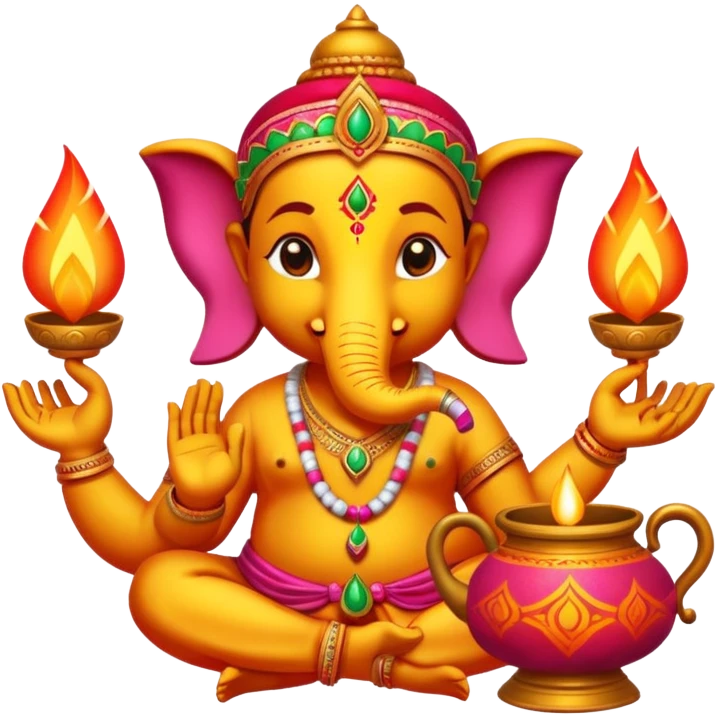 Create an Indian Emoji including 3 to 4 Indian festival. Make it creative and decorative.  emoji