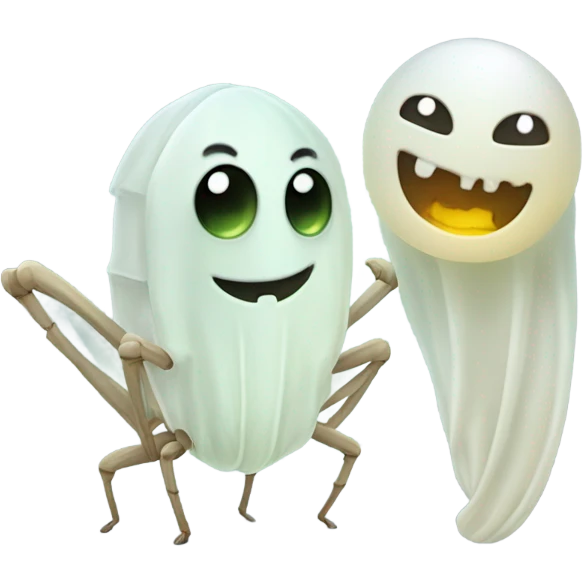 A cricket and a ghost being friends emoji
