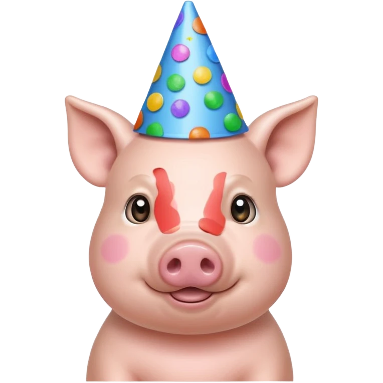 Party Pig – small pig with cone party hat and confetti emoji