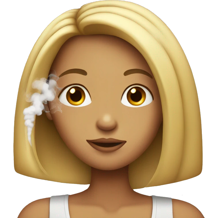 Pretty girl with long straight hair smoking emoji