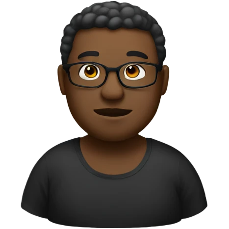 black Fat man with kacamata hitam emoji