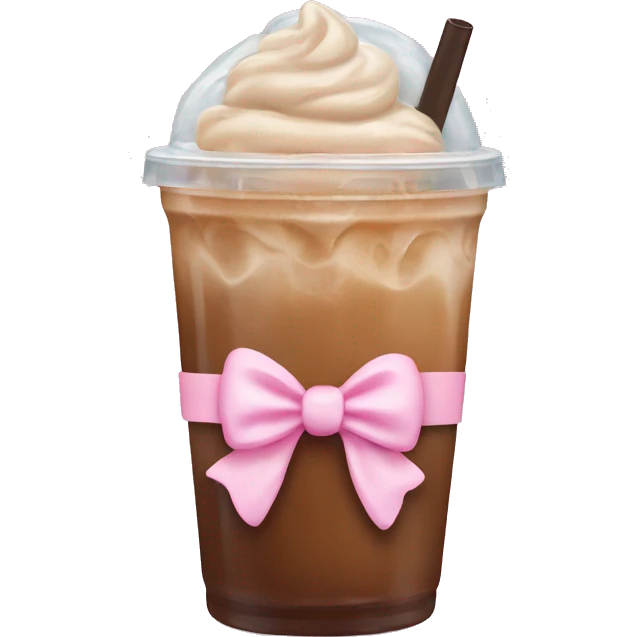 iced coffee with baby pink bow emoji